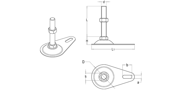 不銹鋼不對稱調(diào)節(jié)支撐腳